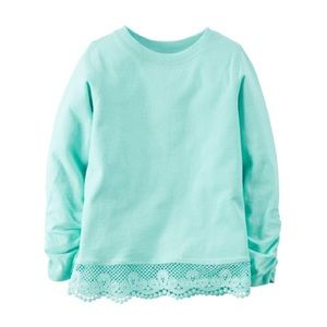 CARTER’S | Lace Trim Long Sleeve Top in Mint